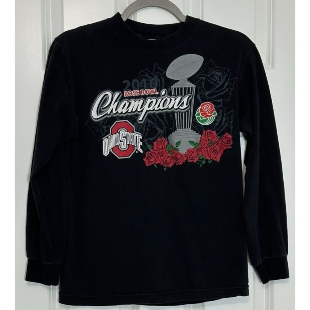 Ohio State Buckeyes 2010 Rose Bowl Champions Long Sleeve T Shirt Black Size S